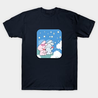 Cute Bunny Loppi Tokki Enjoys the Tranquility of the Night Sky T-Shirt